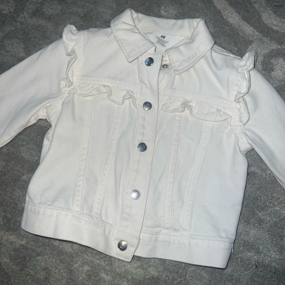 H&M Kids Cream Jean Jacket with Ruffles